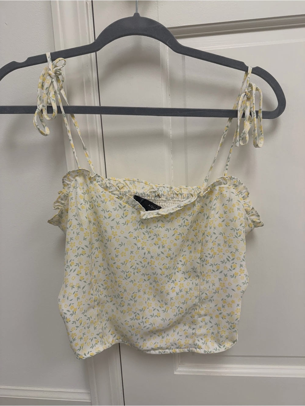 Aqua Yellow Floral Tie-Shoulder Camisole